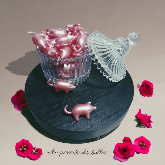 Perles de bain animaux - Cochon Rose