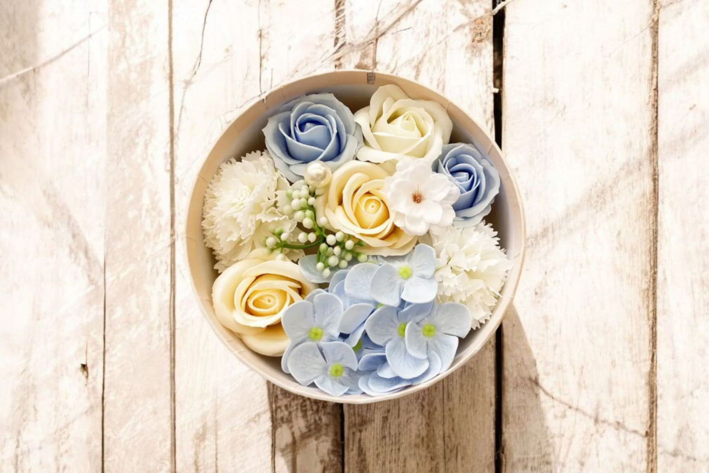 COFFRET FLEUR DE SAVON BLEU