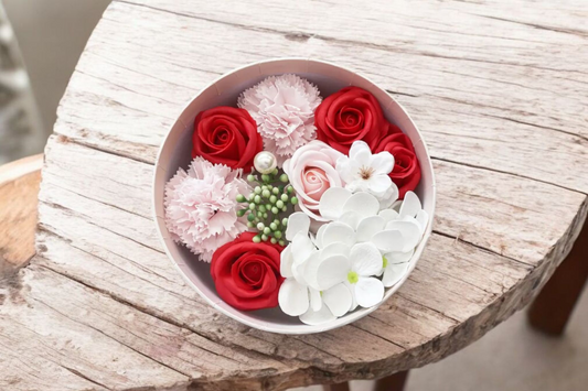 COFFRET FLEUR DE SAVON ROUGE